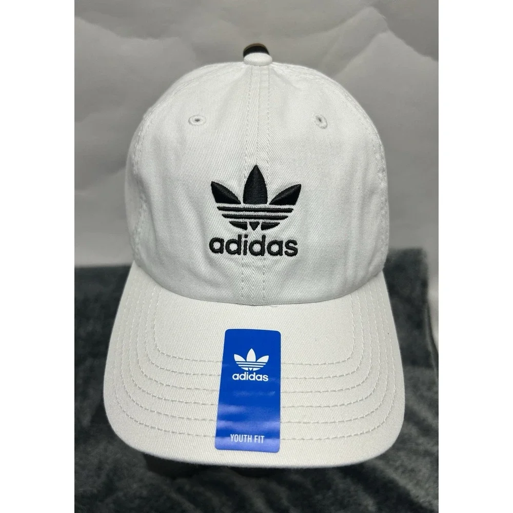 Adidas Boys Adjustable White Washed Relaxed Trefoil Hat